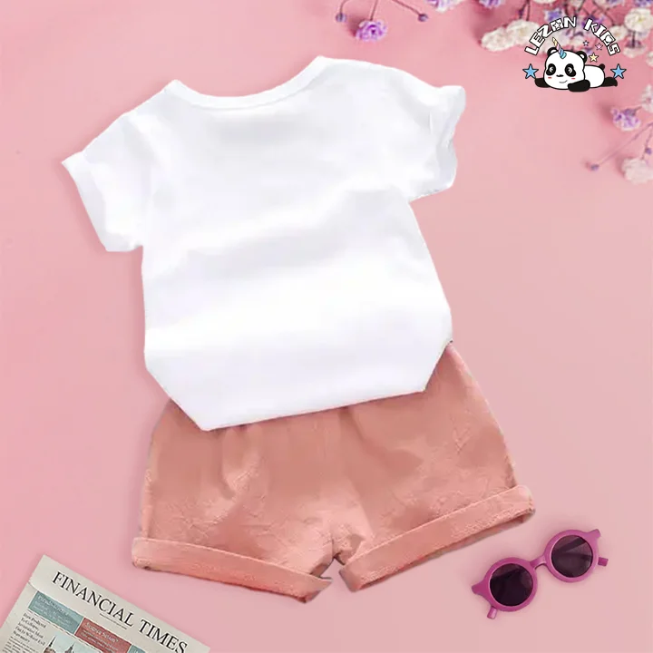 LEZONKIDS - Conjunto de Roupas de Verão para Meninas de 5-8 Anos com Estampa de Melancia, Camiseta de Manga Curta e Shorts, 2 Peças, Conjuntos de Roupas para Crianças
